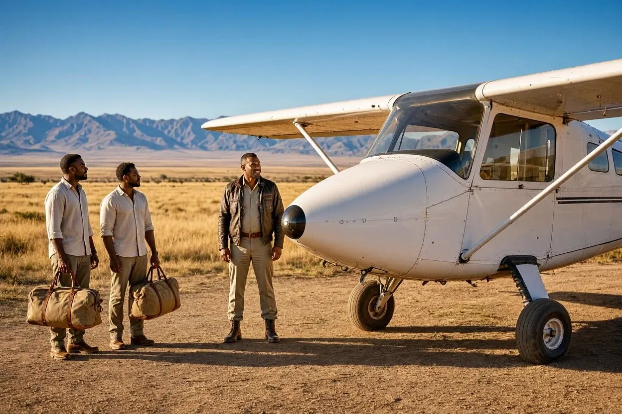Light aircraft on a remote airstrip